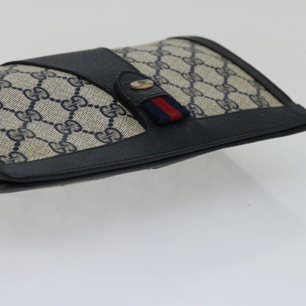GUCCI GG Supreme Sherry Line Clutch Bag PVC Navy Red 89 01 032 Auth 66429 - Picture 5 of 16